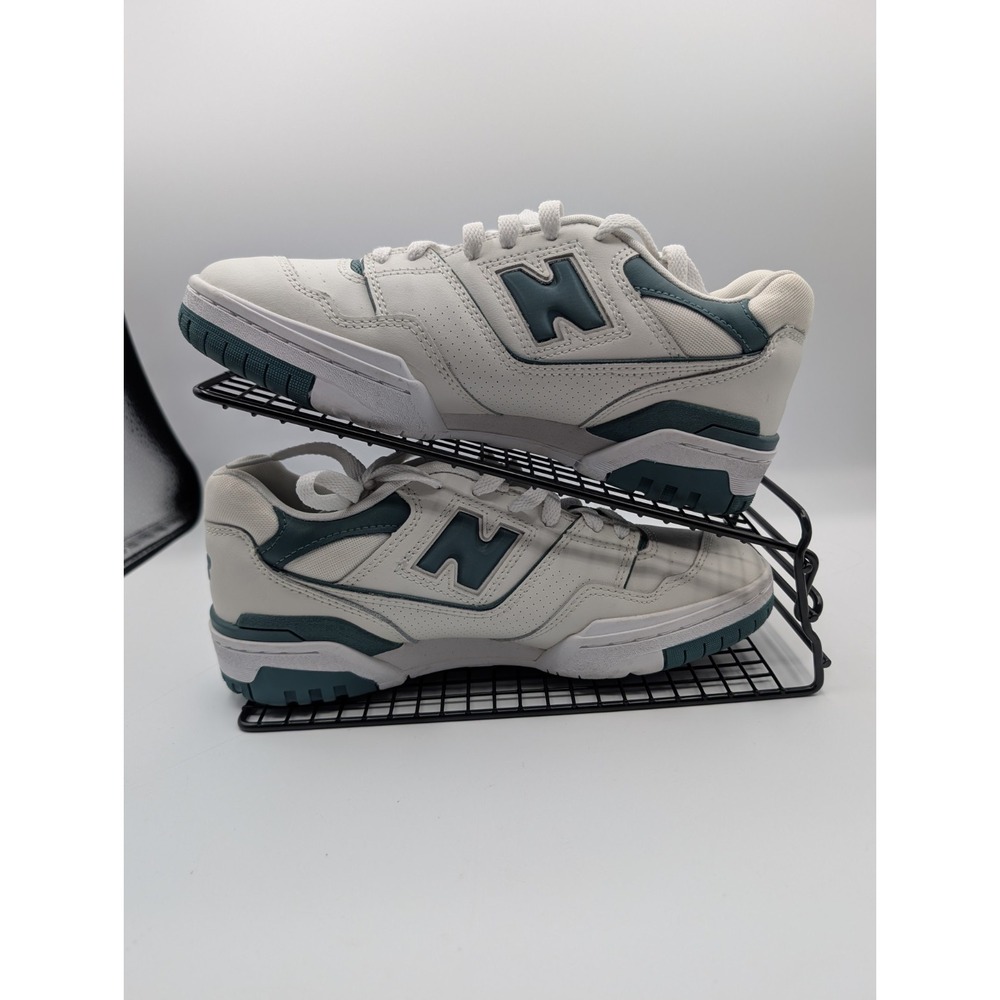 New Balance 550 White Glen Forest Green Leather Sneakers BBW550BI Womens 8/Mens